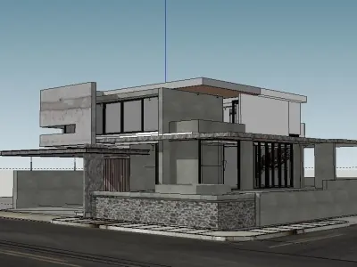 3D model mdern vila Low-poly 3D model