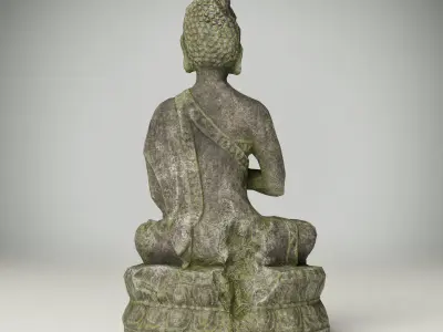 Grey stone Buddha statue Low-poly 3D model Free low-poly 3D model