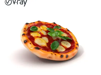 Neapolitan Pizza Model Pack with Charred Edges Low-poly 3D model