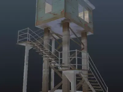 Metal Watch Tower Dusty Low-poly 3D model