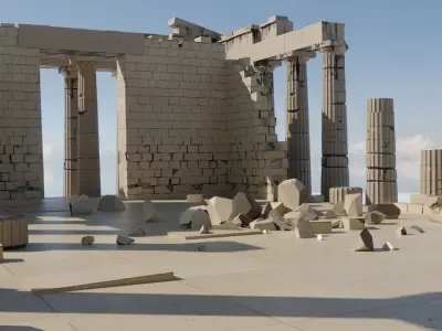 Ancient Greece Temple in Doric Order Low-poly 3D model