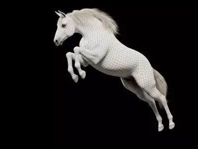 White Horse Rigged Animated 3D model