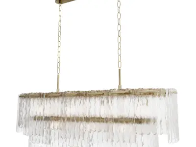 Rectangular pendant chandelier made of ribbed glass 164FA-33125 3D model