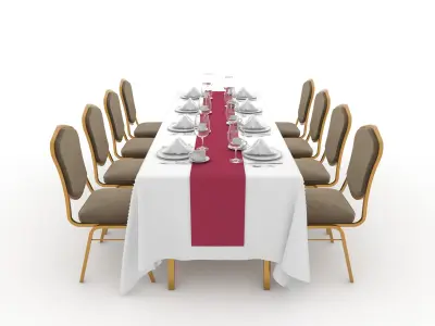 Banquet Table and Chair 91 3D model