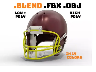 Generic American Football Helmet Low-poly 3D model