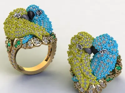 parrot couple Ring 3D print model