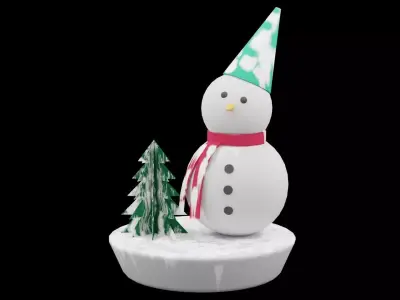 Christmas Snow Man Low-poly 3D model purchase