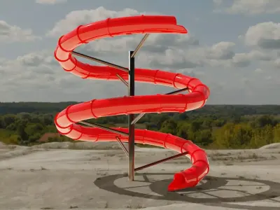 Water Slide Low-poly 3D model