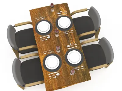 3D dining table 013 model Low-poly 3D model