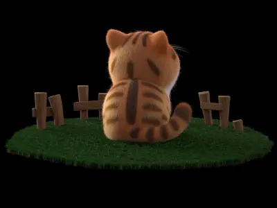 Cartoon cute fat cat 3D model