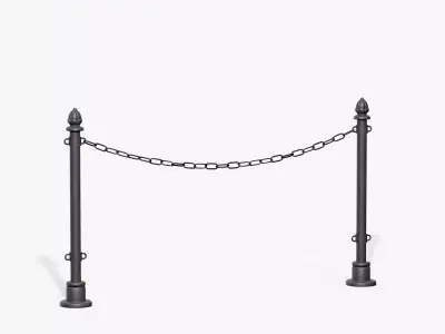 Chain Barrier B Low-poly 3D model