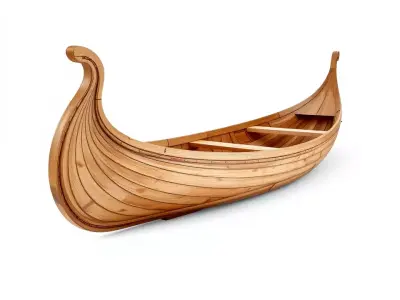 Viking Longboat Wooden Model Pack Low-poly 3D model
