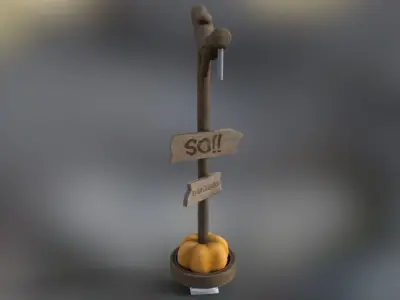 Lantern decor halloween signal Low-poly 3D model