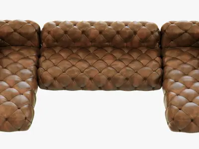 Restoration Hardware Soho Tufted Leather U-Chaise Sectional 3D model