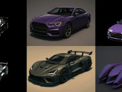 Sport Car bundle 1 pack 100 glb 3D model