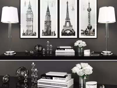 Decorative set-3 london skyline wall art bedroom furniture se... Low-poly 3D model