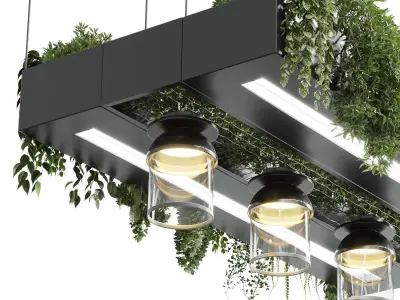 Rectangle pot light pendant - plant light hanging 14  Low-poly 3D model