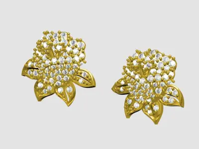 Diamond Rose Hip Hop Earring 3D print model