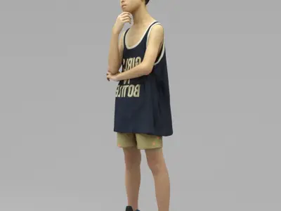 A Cool Boy Thinking About Sth 3D model