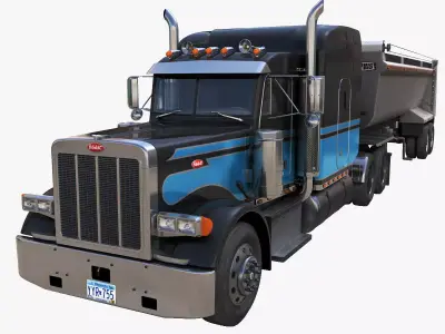 Peterbilt 379 dump trailer Low-poly 3D model