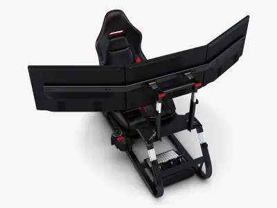 Racing Game Simulator Triple Display v 2 3D model