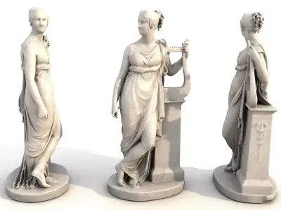 Terpsichore Lyra Classical Greek Sculpture 3D model