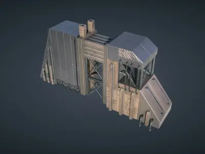 Mars Colony Base Low-poly 3D model