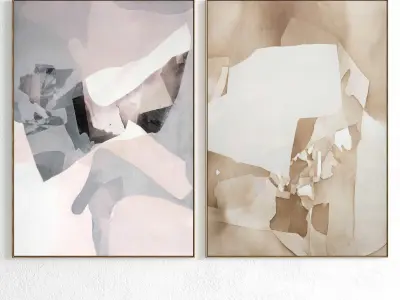 Plaster Two Photo Frame 308 Low-poly 3D model