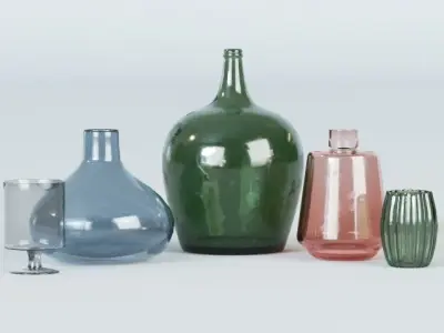 Set Glass Vase 3D model