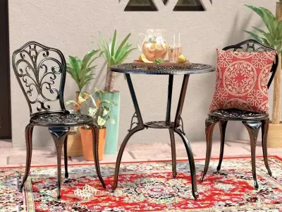 Erik Round Long Bistro Table Set 3D model