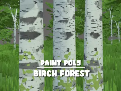 Birch Forest - Game Ready with LODs Low-poly 3D model