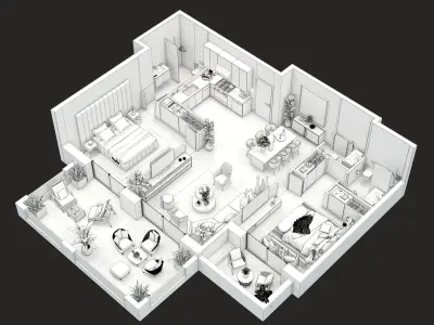 appartment floorplan k3 3D model