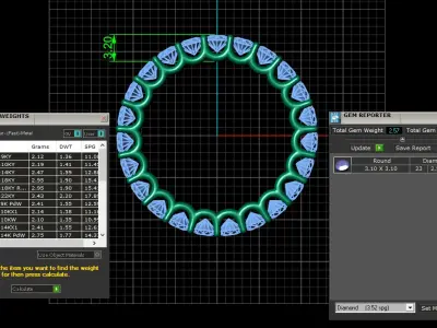 U Shaped Eternity Ring 3 point 1 mm stone size swiss 15 and EU55 3D print model