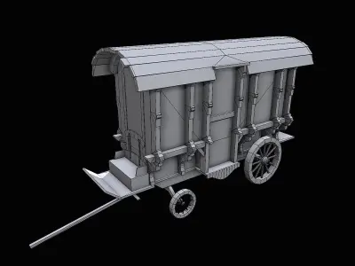 Low poly wagon Low-poly 3D model