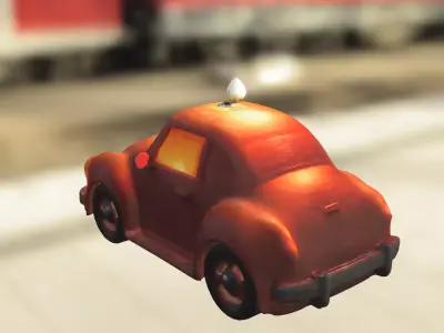 Cartoon Vintage Car with Candle Low-poly 3D model