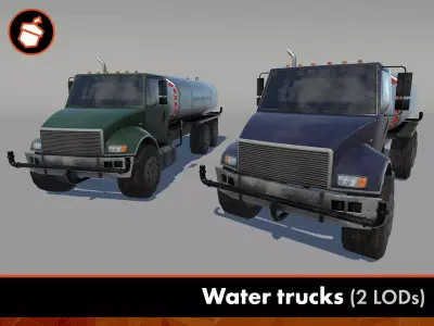 Water Truck  Low-poly 3D model