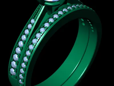 diamond ring with band attached  3D print model