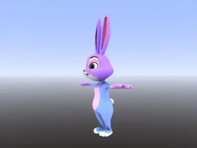 RABBIT cartoon  Low-poly 3D model