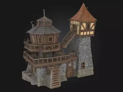 Medieval Watchtower Model  Sentinel of the Old Kingdom 3D model