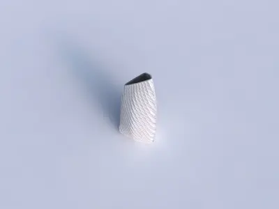 Vase tipped triangle with twisted diagonal grid dents 3D print model
