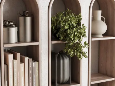 Workplace wooden Shelves Decorative Low-poly 3D model