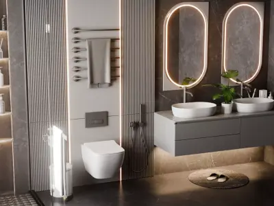 Modern Bathroom blender  Low-poly 3D model