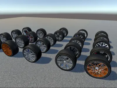 Realistic Wheel Pack Low-poly 3D model