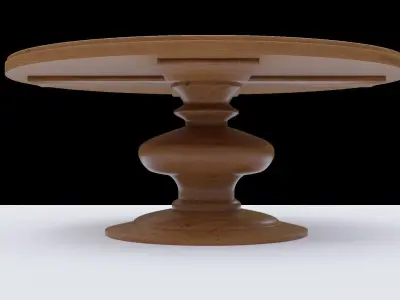 Round wooden table Free 3D model