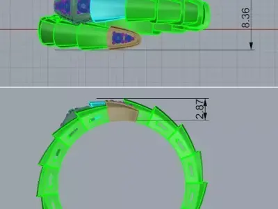 Serpenti Half diamond ring 3D print model