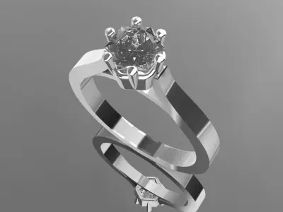 Elegant Solitaire Engagement Ring  STL OBJ 3D print model