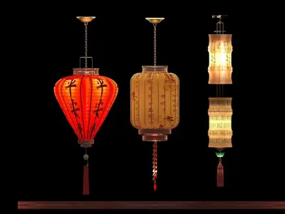 Chinese  red lantern  3D model 2