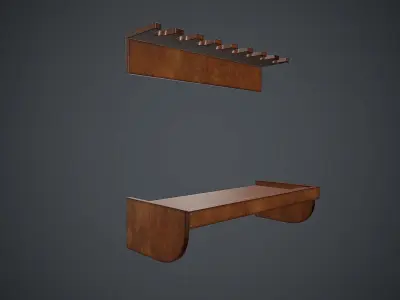 Wooden Weapon Rack 4 PBR Game Ready Low-poly 3D model