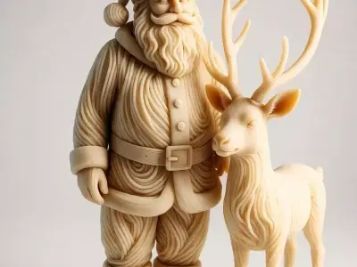3D Santa Claus with Reindeer Christmas Model 3D print model