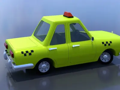 cartoon taxi 3D model buy